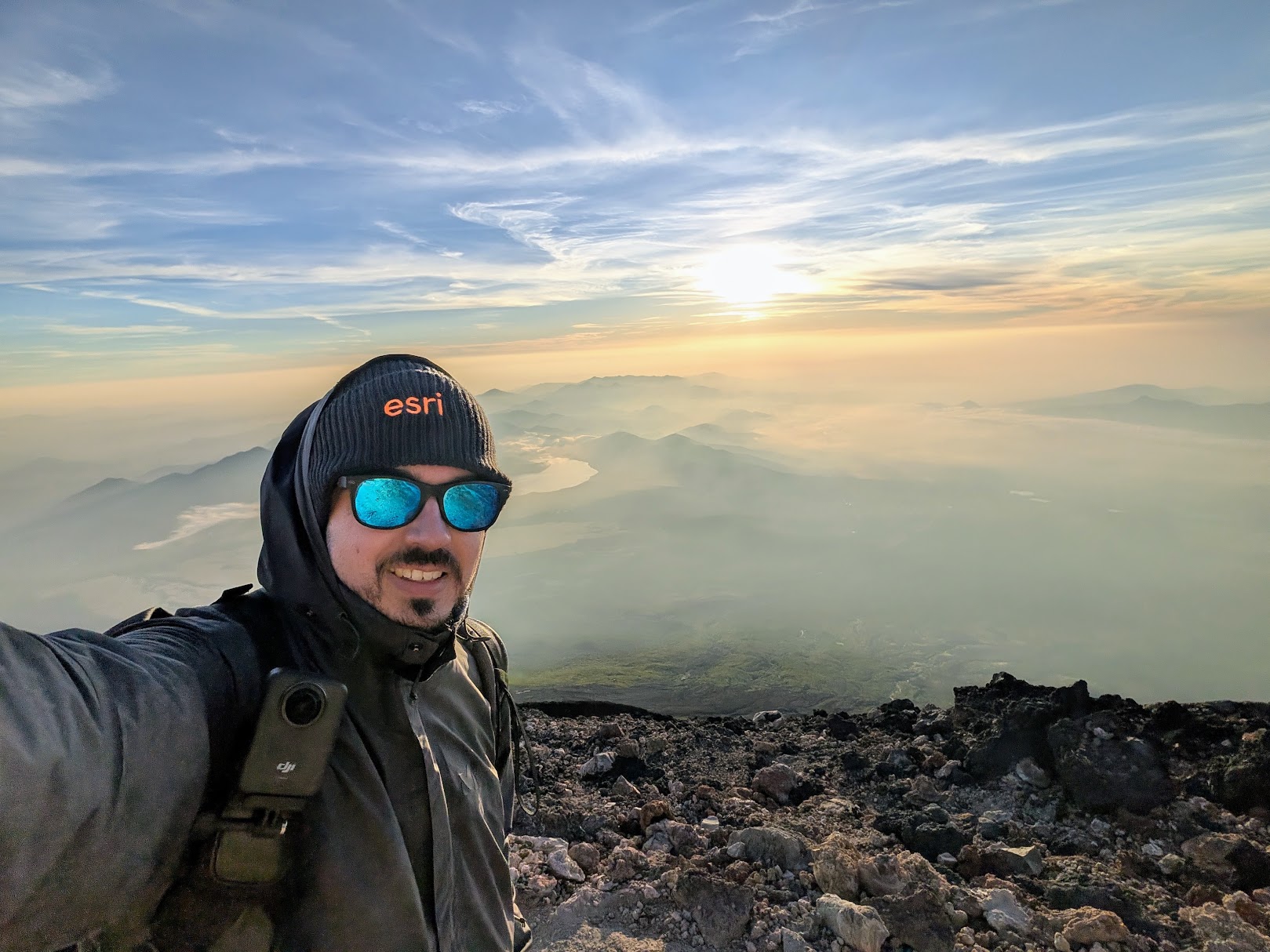Cédric at the summit of Mount Fuji at sunrise